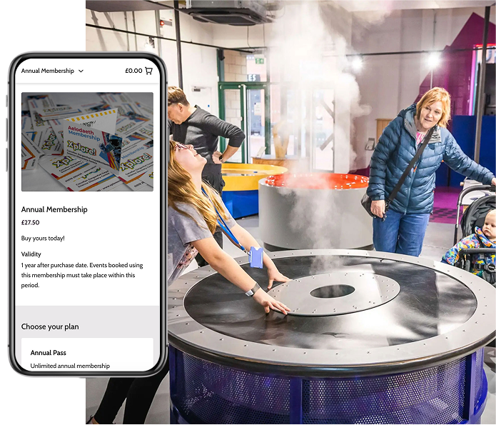 Xplore science centre with a mobile view of Beyonk's online museum POS software
